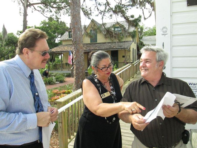 Ron McCarty, Linda Garcia, and Dr. Clifford Smith at the Historical Society of Sarasota County