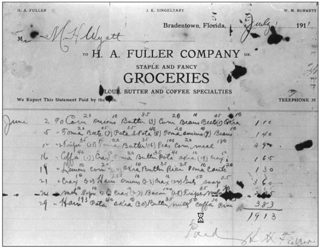 H. A. Fuller Grocery bill