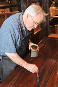 David Duncan working on the Wisconsin, John Ringling's private Pullman car. Hear Mr. Duncan speak at Conversation at the Crocker, January 13. For more info see http://HSoSC.com