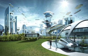 An imaginary future city.
